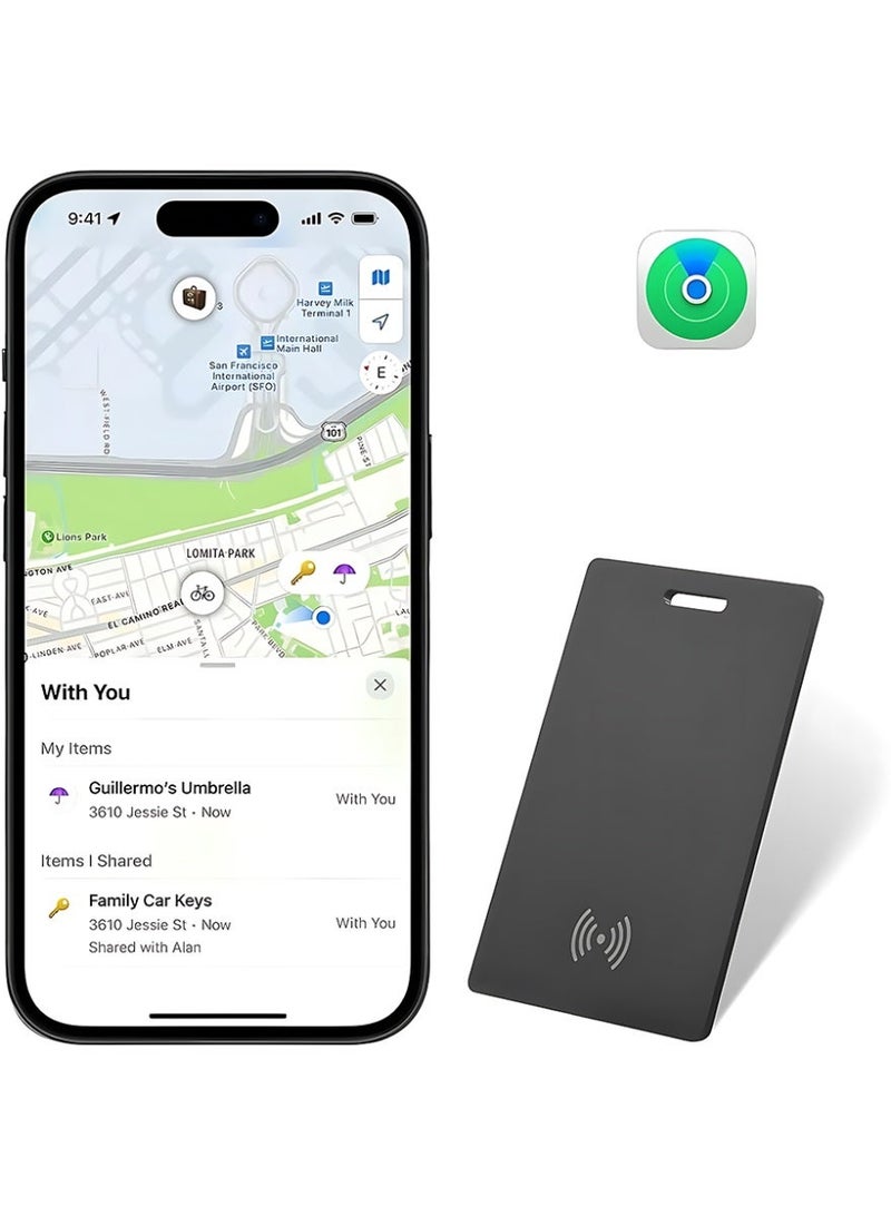 CLAVON بطاقة تحديد موقع المحفظة الذكية، محدد المحفظة بشحن لاسلكي. يعمل مع Apple Find My (لنظام iOS فقط)، متتبع العناصر للمحفظة، بطاقات الأمتعة، الهاتف، جوازات السفر والمزيد (1 حزمة - أسود) - Image 1